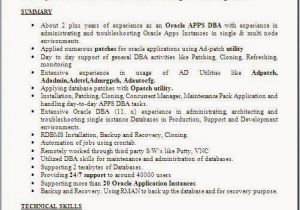 Oracle Dba Sample Resumes for Experienced Resume Templates