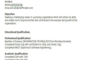 Oracle Fresher Resume Sample 42 Professional Fresher Resumes Sample Templates