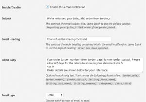 Order Update Email Template Woocommerce order Status Manager Woothemes Documentation