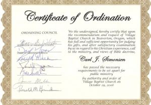 Ordination Certificate Templates Carl Simonsen 39 S Pastoral Support Ministry