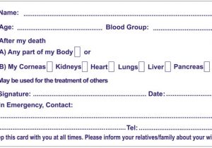 Organ Donor Card Template Donor Card Pledge Your organs Online