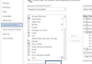 Outlook 2007 Template Shortcut Customize Keyboard Shortcuts Word
