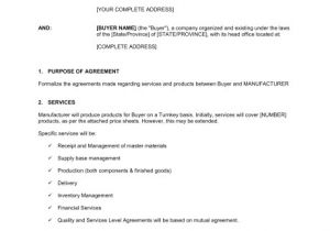 Outsource Contract Template Outsourcing Agreement Manufacturing Template Sample
