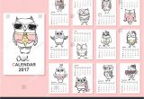 Owl Calendar Template Owl Calendar 2017 Cute Owls Birds Stock Vector 515208505