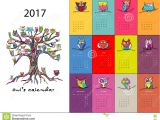 Owl Calendar Template Owls Calendar 2017 Design Stock Vector Image 82138151