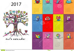 Owl Calendar Template Owls Calendar 2017 Design Stock Vector Image 82138151