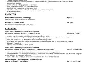 Pandora Cover Letter Resume Video Game Audio Engineer Cover Letter Best