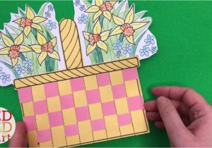 Paper Basket Weaving Template Flower Basket Paper Weaving Card with Template Diy