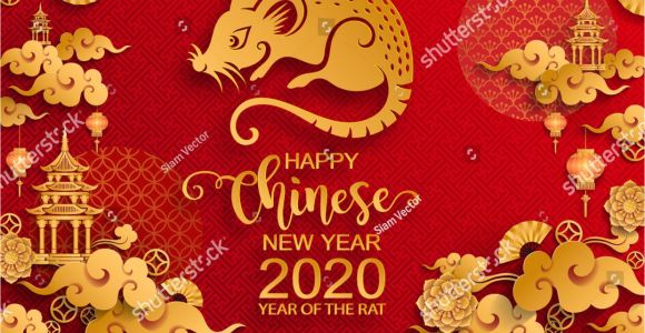 Paper Card Happy New Year A A A A A A A A A A A A A Year Of the Rat 2020