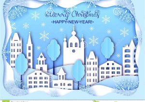 Paper Card Happy New Year Christmas and Happy New Year Card Stock Vector