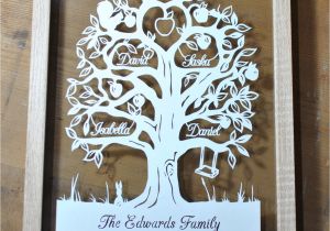 Paper Cut Family Tree Template Family Tree Papercut for 4 Names Template Commercial Use Pdf