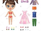 Paper Dress Up Dolls Template Beautiful Vector Dress Paper Doll Body Stock Vector