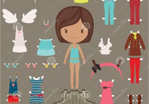 Paper Dress Up Dolls Template Paper Doll Outfits Stock Photo Image 36574600