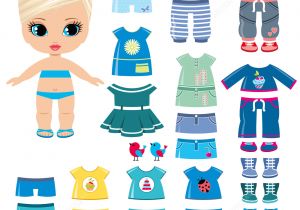 Paper Dress Up Dolls Template Summer Clothing and Shoes for A Little Girl Paper Doll