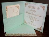 Paper Marriage for Green Card Aqua Pocket Folder Wedding Invitation From Arabella Papers