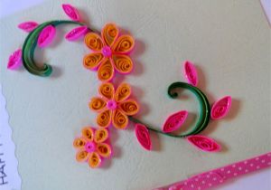 Paper Quilling Card for Teacher Quilling Birthday Card Quilling Yellow Pink Flowers