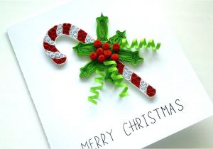 Paper Quilling Christmas Card Youtube Tutorial Christmas Card Quilling Candy Cane Christmas Card