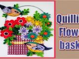 Paper Quilling Simple Card Design How to Make Beautiful Quilling Flower Basket with Birds Paper Quilling Art Home Made Decors
