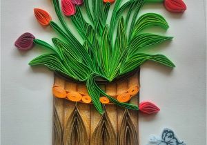 Paper Quilling Simple Card Design Quilled Bunch Of Tulips Quilled Paper Curling Art