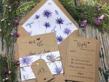 Paper Thistles for Card Making Scottish Wedding Invitation Purple Thistles Modern Scottish Wedding Stationery Sample