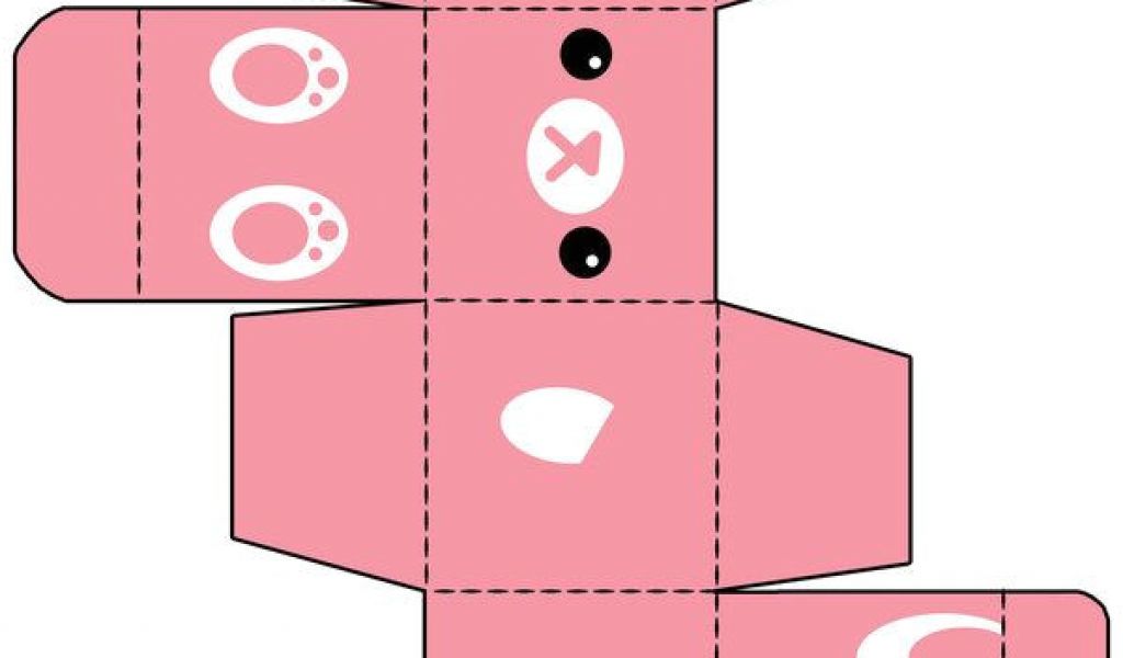 Papercraft Gift Box Templates Pink Bunny Gift Box Template by ...