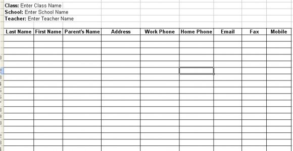 Parent Email List Template Sample Teacher Parent Contact Excel Template