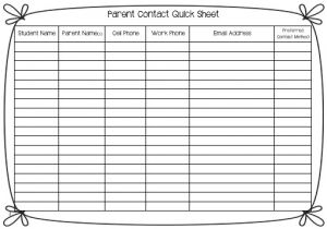 Parent Email List Template Write On Fourth Grade