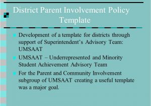 Parent Involvement Plan Template Parent Involvement Policies and Parent School Compacts