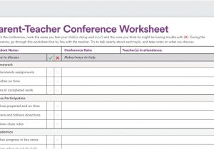 Parent Teacher Meeting Report Template Printable Parent Teacher Conference Worksheet