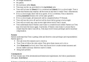 Parent Teenager Contract Template 16 Images Of Teenager Contract Template Leseriail Com