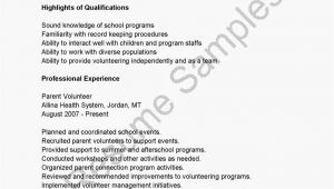 Parent Volunteer Resume Sample Resume Samples Parent Volunteer Resume Sample