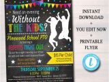 Parents Night Out Flyer Template Editable Parents Night Out Flyer Printable Pta Pto School