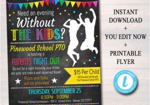 Parents Night Out Flyer Template Editable Parents Night Out Flyer Printable Pta Pto School