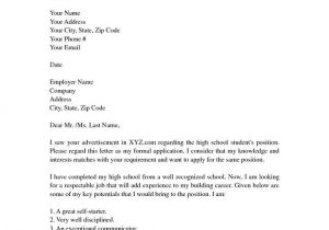 Part Time Cover Letters for Students Resume Cover Letter Examples for High School Students