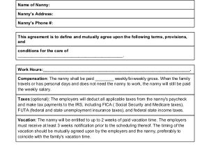 Part Time Nanny Contract Template Uk 10 Nanny Contract Sample Templates Word Docs