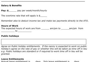 Part Time Nanny Contract Template Uk Free Nanny Employment Contract Doc 42kb 4 Page S