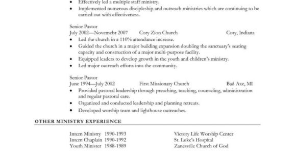 Pastor Resume Sample Pastoral Resume Template Sample Resume Cover Letter format