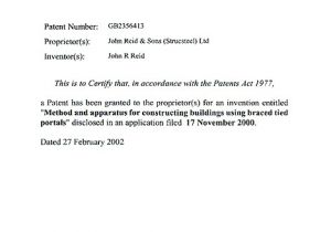 Patent Certificate Template Archspan Steelwork Patent