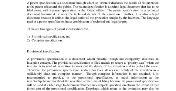 Patent Specification Template Drafting Of A Patent Specification