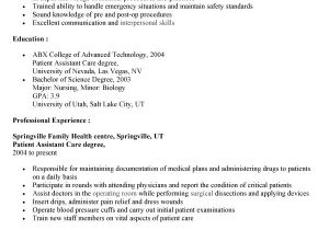 Patient Care Technician Resume Objective Sample Pct Resume Resume Ideas