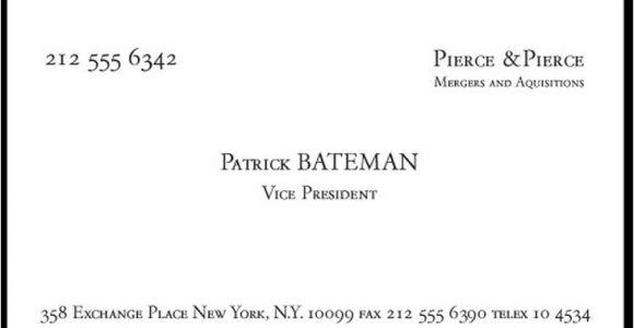 Patrick Bateman Business Card Template Business Cards A Cup Of Jo