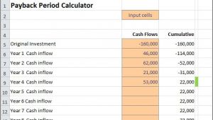 Payback Period Template Payback Period Calculator Double Entry Bookkeeping