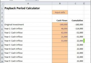 Payback Period Template Payback Period Calculator Double Entry Bookkeeping
