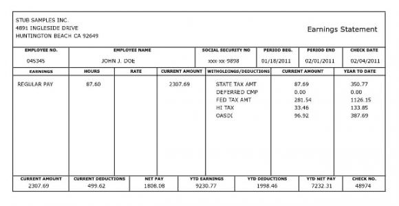 Paycheck Stub Template In Microsoft Word 10 Pay Stub Templates Word Excel Pdf formats