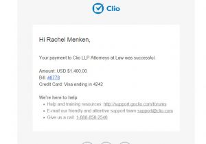 Payment Confirmation Email Template Clio Payments Sending A Bill to Your Client Via Email for