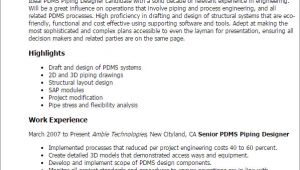 Pdms Piping Designer Resume Sample Pdms Piping Designer Resume Template Best Design Tips