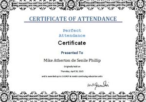 Perfect attendance Certificate Template Certificate Templates