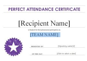 Perfect attendance Certificate Template Meadmin Author at Certificate Templates