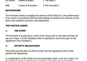 Performance Contracts Templates 12 Artist Contract Templates Pages Word Docs