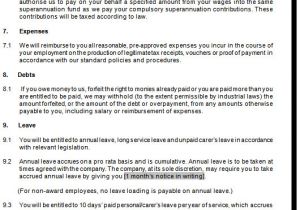 Permanent Contract Of Employment Template Part Time Employment Contracts Template